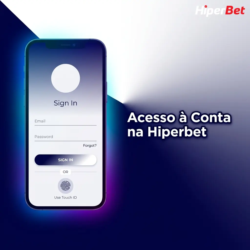 Tela de acesso à conta Hiperbet com opções de login por e-mail, telefone ou um clique no navegador ou app Android.