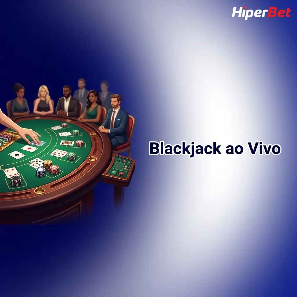 Mesa de blackjack ao vivo na Hiperbet com dealer real, cartas e fichas, variantes Evolution e Pragmatic Play.