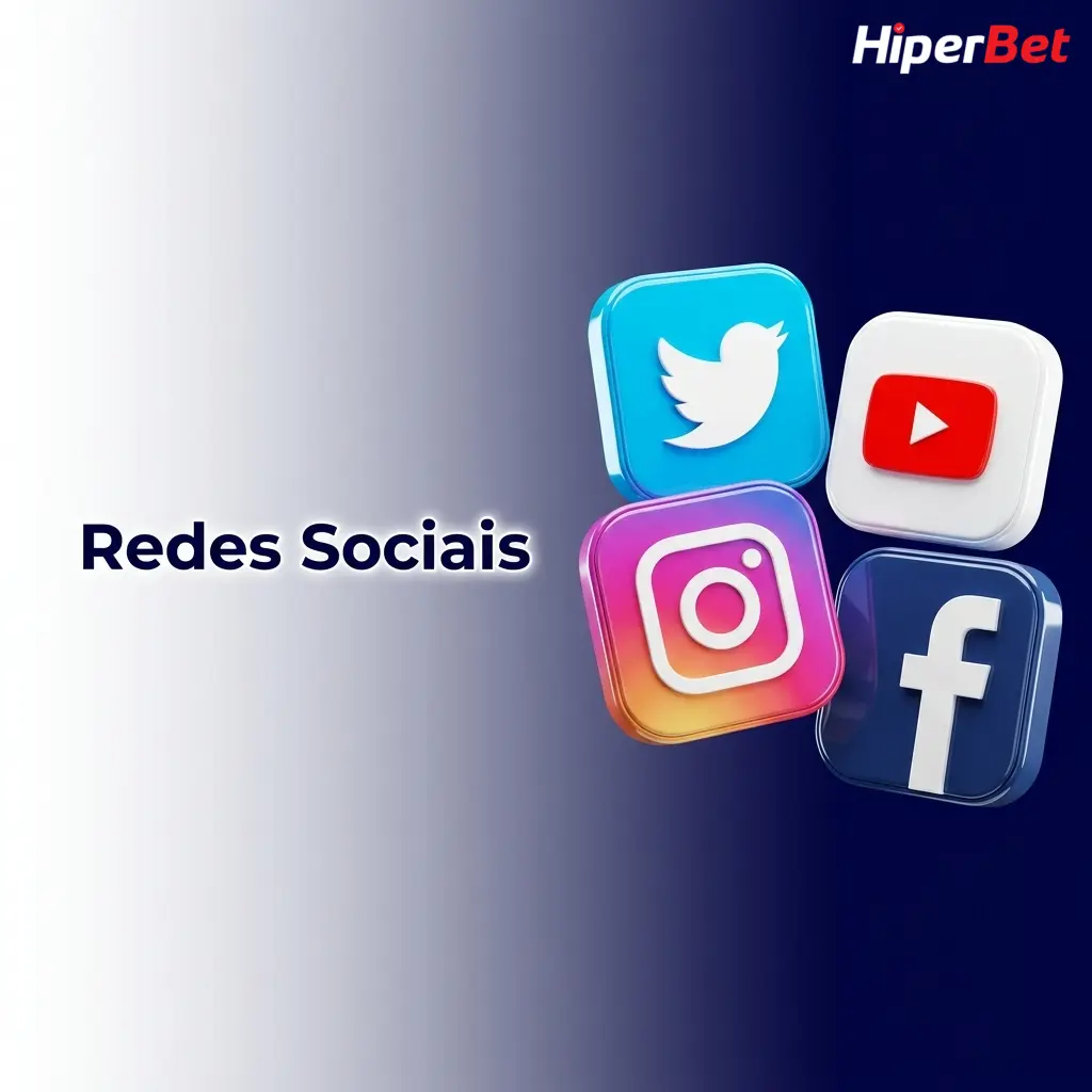 Hiperbet nas redes sociais: Instagram, Facebook e X para suporte e comunicação com usuários.
