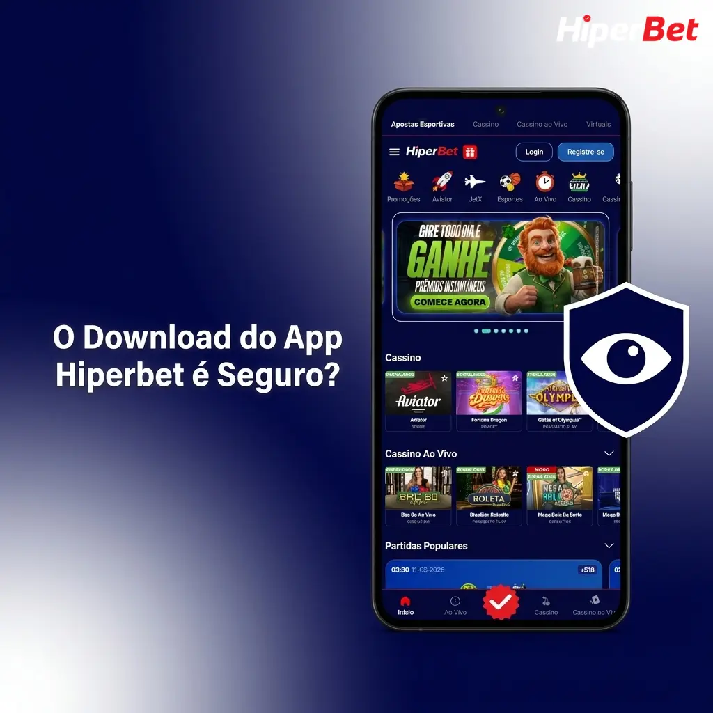 Ícone de segurança com cadeado representando proteção do app Hiperbet licenciado e criptografado no Brasil.