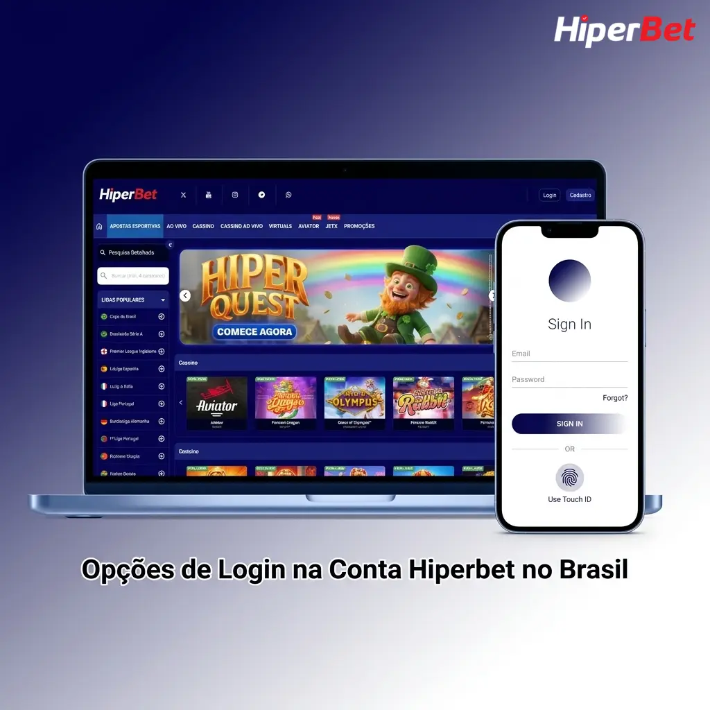 Opções de login na conta Hiperbet no Brasil por telefone ou e-mail na plataforma web ou aplicativo.