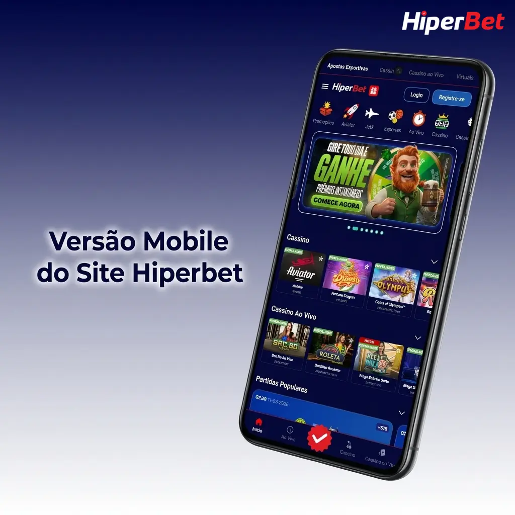Versão mobile do site Hiperbet acessível pelo navegador sem instalação, compatível com Chrome, Safari e Firefox.