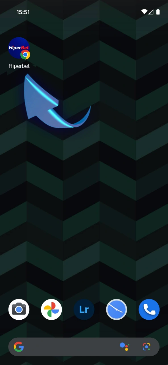Abra o aplicativo PWA da Hiperbet no seu dispositivo Android.