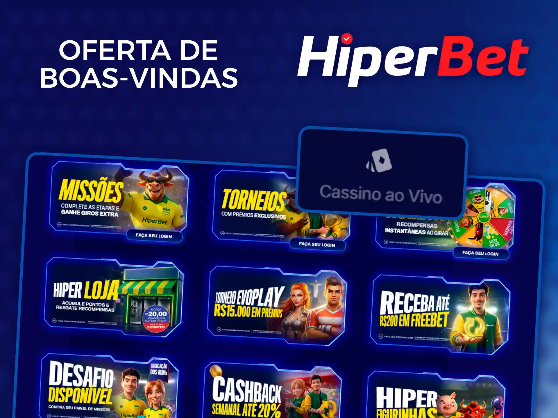 Aproveite a oferta de boas-vindas do cassino ao vivo Hiperbet.