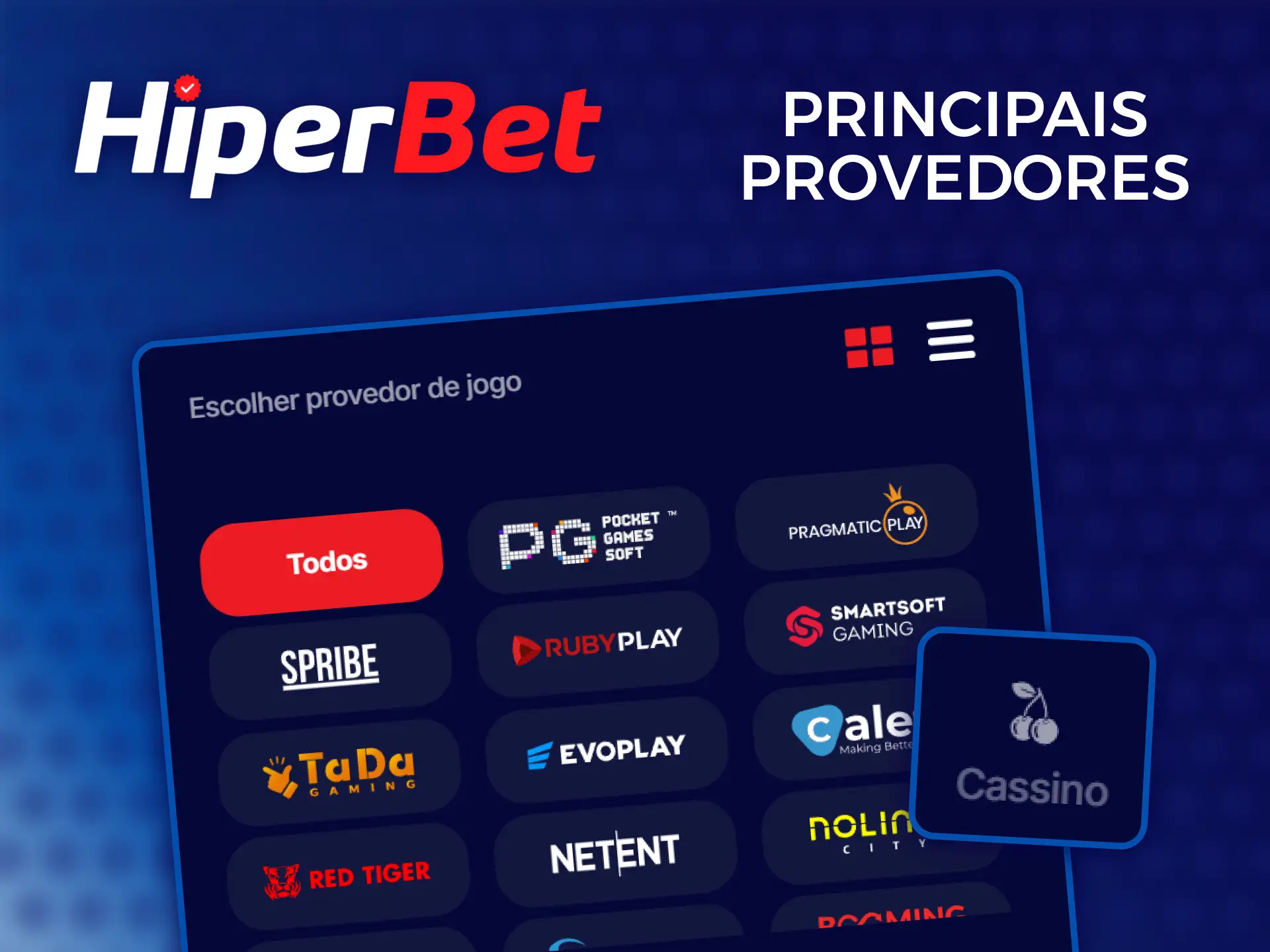 Veja a lista completa de provedores de slots online do cassino Hiperbet.