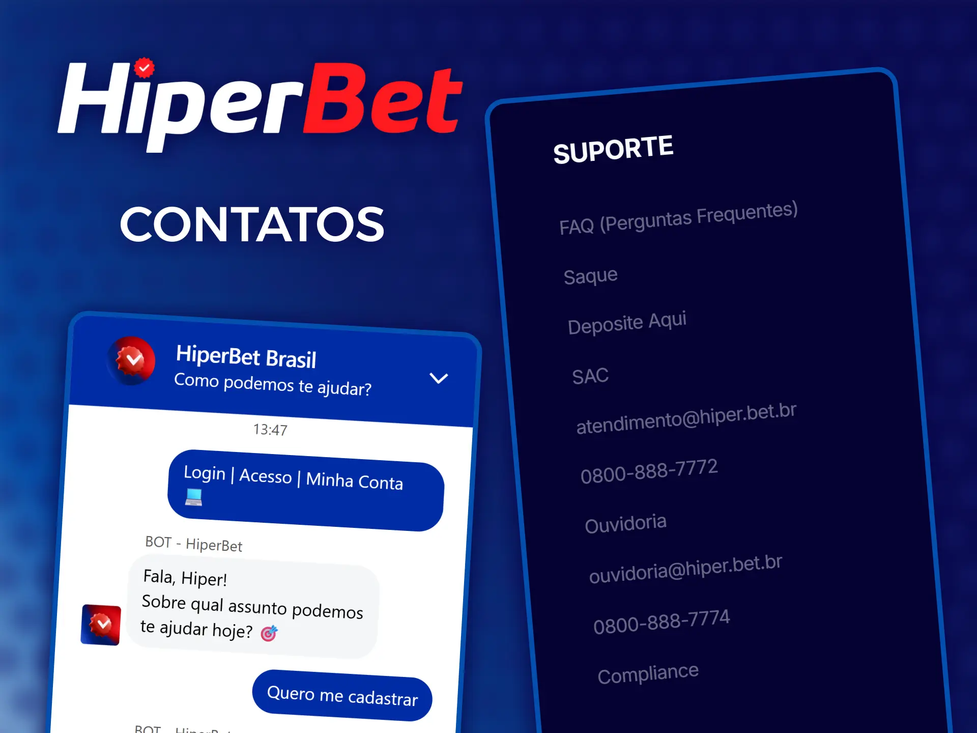 Informações de contato do suporte financeiro da Hiperbet.